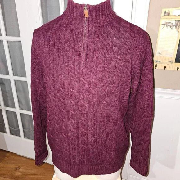 Vineyard Vines Mens Burgundy Lambswool‎ Blend 1/4 Zip Pullover Sweater Large - Picture 1 of 4